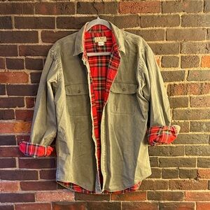 Men's L.L. Bean Red Plaid Flannel Lined Shirt L